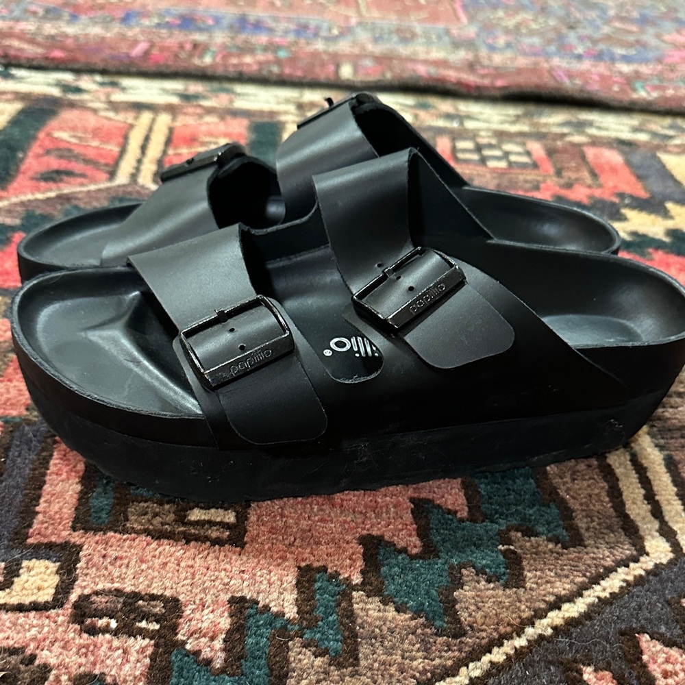 EUC Papillio Black Platform Arizona sandals EU 40